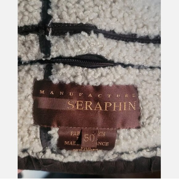 RARE Seraphin (Hermes Maker) Shearling Sheepskin Motorcycle Jacket Coat Mouton M - Picture 14 of 16